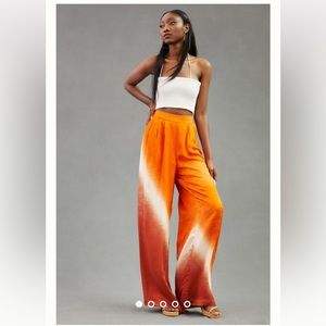 Anthropologie Orange and White Wide Leg Pants